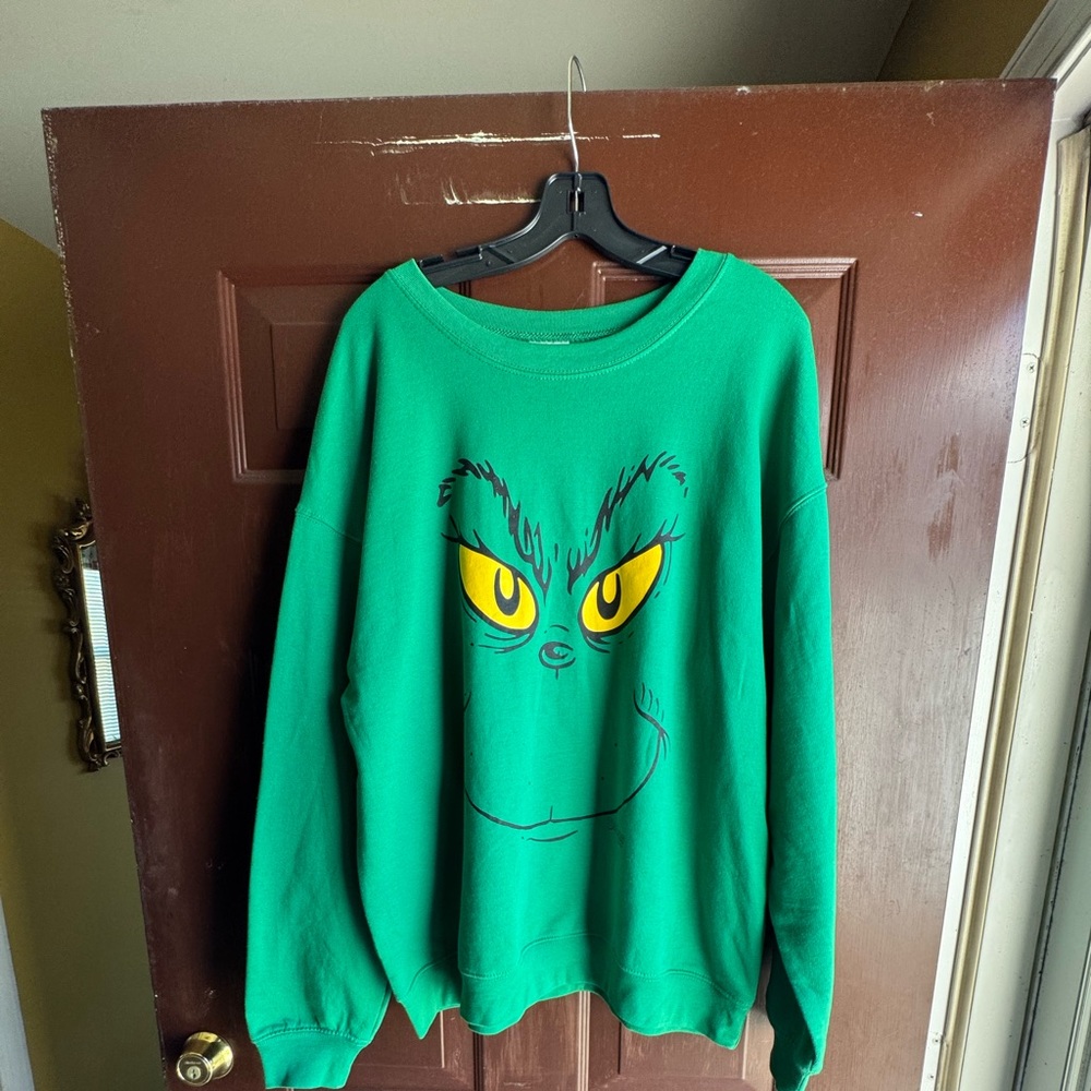The Grinch Sweatshirt With Naughty on left sleeve size xxl